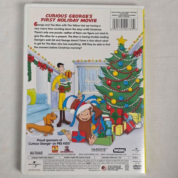 Curious George Very Monkey Christmas DVD PBS Kids - Picture 3 of 3